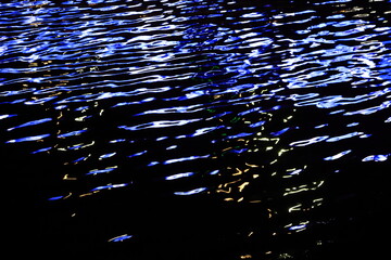 River water and city lights reflected in the water