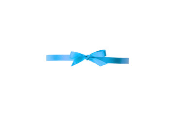 Wedding decorative light blue silk bow handmade. Isolated on white