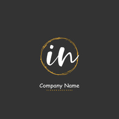 Fototapeta premium I N IN Initial handwriting and signature logo design with circle. Beautiful design handwritten logo for fashion, team, wedding, luxury logo.