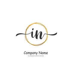 I N IN Initial handwriting and signature logo design with circle. Beautiful design handwritten logo for fashion, team, wedding, luxury logo.