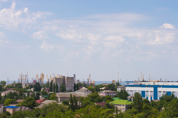 city landscape on the background of the sea