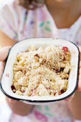 Apple and blackberry compote crumble