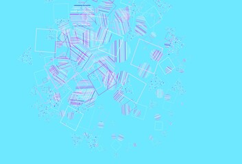 Light Pink, Blue vector backdrop with lines, circles, rhombus.