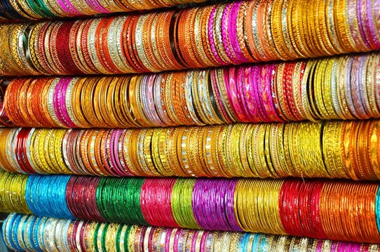 Colorful bangles at a street side shop
