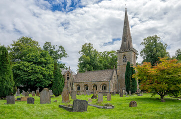 Fototapeta na wymiar 13th Century St Mary The Virgin Church in Lower Slaughter, The Cotswolds, England, United Kingdom