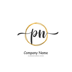 P N PN Initial handwriting and signature logo design with circle. Beautiful design handwritten logo for fashion, team, wedding, luxury logo.