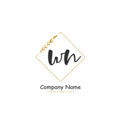 W N WN Initial handwriting and signature logo design with circle. Beautiful design handwritten logo for fashion, team, wedding, luxury logo.