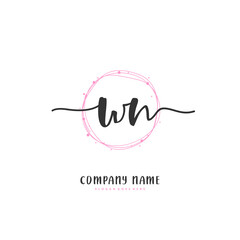 W N WN Initial handwriting and signature logo design with circle. Beautiful design handwritten logo for fashion, team, wedding, luxury logo.