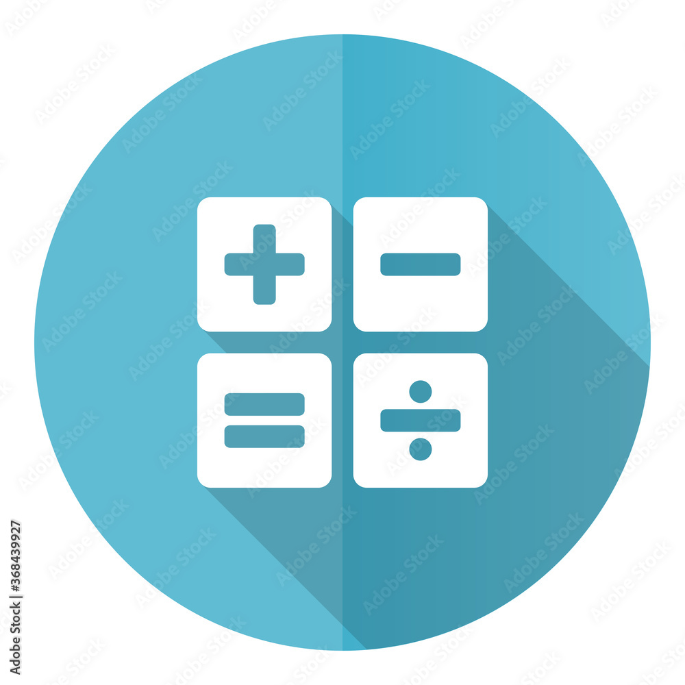 Leinwandbilder calculator vector icon, flat design blue round web button isolated on white background