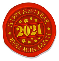 2021 sealing wax stamp vector illustration / A happy new year