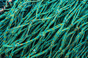 Lots of fishing nets as abstract background