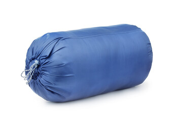 Blue packed sleeping bag