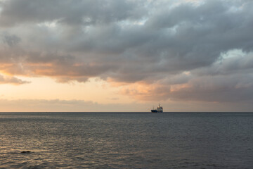 Naklejka na ściany i meble sunset with yahts on Santorini island Greece