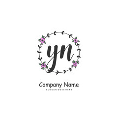 Y N YN Initial handwriting and signature logo design with circle. Beautiful design handwritten logo for fashion, team, wedding, luxury logo. - obrazy, fototapety, plakaty