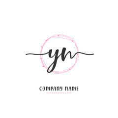Y N YN Initial handwriting and signature logo design with circle. Beautiful design handwritten logo for fashion, team, wedding, luxury logo. - obrazy, fototapety, plakaty