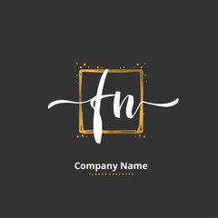 F N FN Initial handwriting and signature logo design with circle. Beautiful design handwritten logo for fashion, team, wedding, luxury logo.