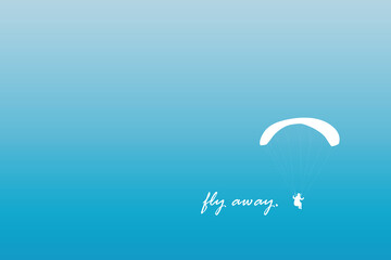 fly away freedom banner with paraglider in blue sky vector illustration EPS10