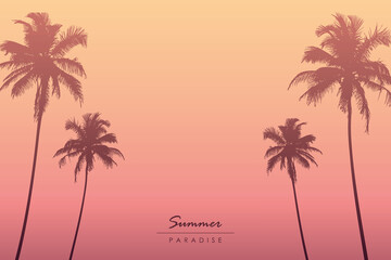 Fototapeta na wymiar palm leaf silhouette on summer sky background vector illustration EPS10
