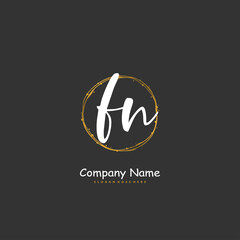 F N FN Initial handwriting and signature logo design with circle. Beautiful design handwritten logo for fashion, team, wedding, luxury logo.