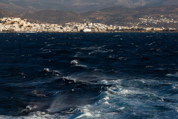 white waves in blue Mediterranean  sea