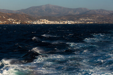 white waves in blue Mediterranean  sea
