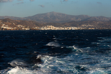 white waves in blue Mediterranean  sea