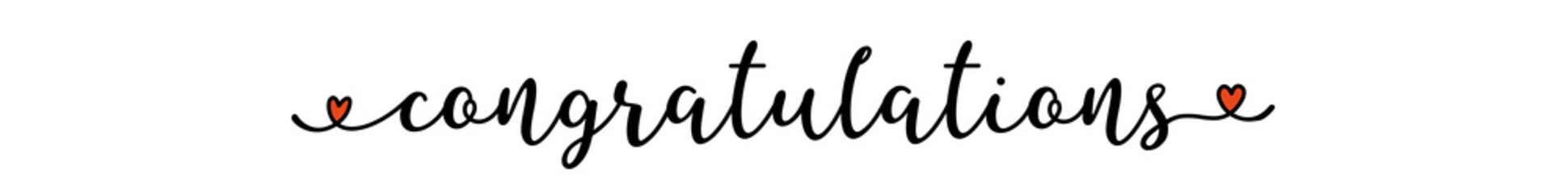 Hand sketched Congratulations quote as banner. Lettering for header,  card, poster