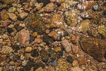 beach stones under the water 