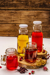 Kombucha in glass bottles