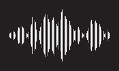 White sound wave equalizer isolated on black background. Abstract music wave, radio signal frequency and digital voice visualisation.