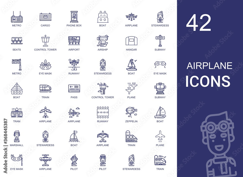 Poster airplane icons set