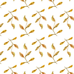 autumn leaves pattern illustration fall hand drawn watercolor 