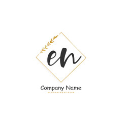 E N EN Initial handwriting and signature logo design with circle. Beautiful design handwritten logo for fashion, team, wedding, luxury logo.