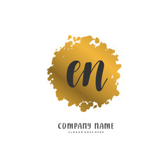 E N EN Initial handwriting and signature logo design with circle. Beautiful design handwritten logo for fashion, team, wedding, luxury logo.