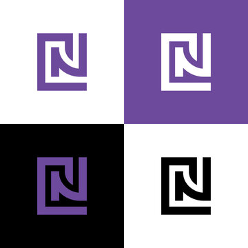 Alphabet letter CN NC logo concept, square shape monogram design - Vector