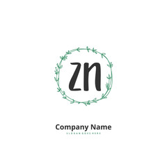 Z N ZN Initial handwriting and signature logo design with circle. Beautiful design handwritten logo for fashion, team, wedding, luxury logo.