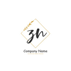 Z N ZN Initial handwriting and signature logo design with circle. Beautiful design handwritten logo for fashion, team, wedding, luxury logo.