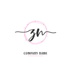 Z N ZN Initial handwriting and signature logo design with circle. Beautiful design handwritten logo for fashion, team, wedding, luxury logo.