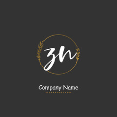 Obraz premium Z N ZN Initial handwriting and signature logo design with circle. Beautiful design handwritten logo for fashion, team, wedding, luxury logo.