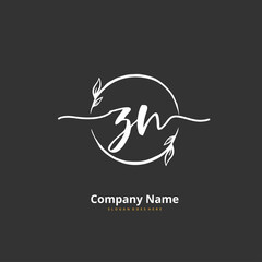 Z N ZN Initial handwriting and signature logo design with circle. Beautiful design handwritten logo for fashion, team, wedding, luxury logo.