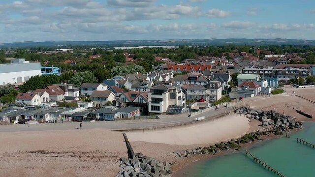 Aerial View of Felpham seafront a popular resort near Bognor Regis.