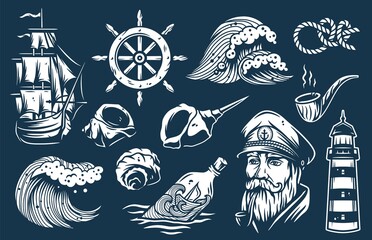Set of nautical elements for marine design