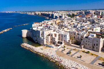 Fototapeta premium Aerial view: old town and port, Dom Duomo Vecchio, San Corrado, Molfetta, Province of Bari, Apulia, Italy