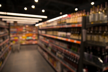 Lights of duty free shop in airport - defocused background