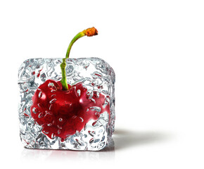 cherry in the ice cube - 368447954
