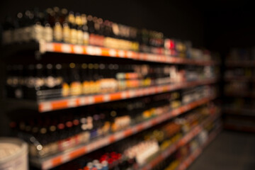 Lights of duty free shop in airport - defocused background