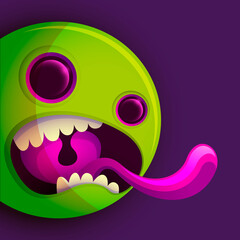 Close up of a screaming smiley. Vector illustration.