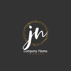 J N JN Initial handwriting and signature logo design with circle. Beautiful design handwritten logo for fashion, team, wedding, luxury logo.