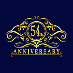 
54 years Anniversary logo, luxurious 54th Anniversary design celebration.