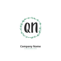 Q N QN Initial handwriting and signature logo design with circle. Beautiful design handwritten logo for fashion, team, wedding, luxury logo.